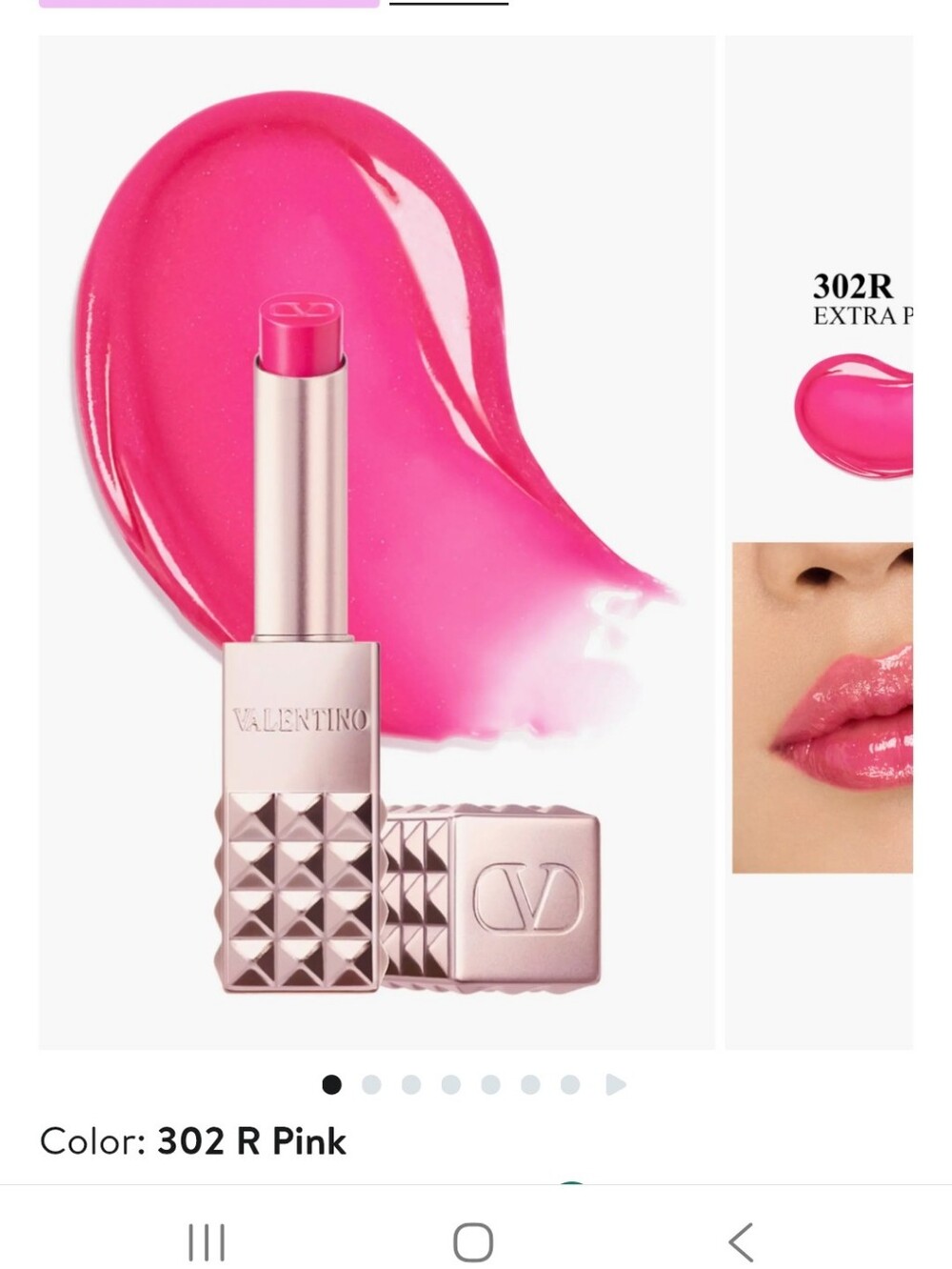 Valentino 302 R Pink High-Shine Disco Lip balm $42 Retail